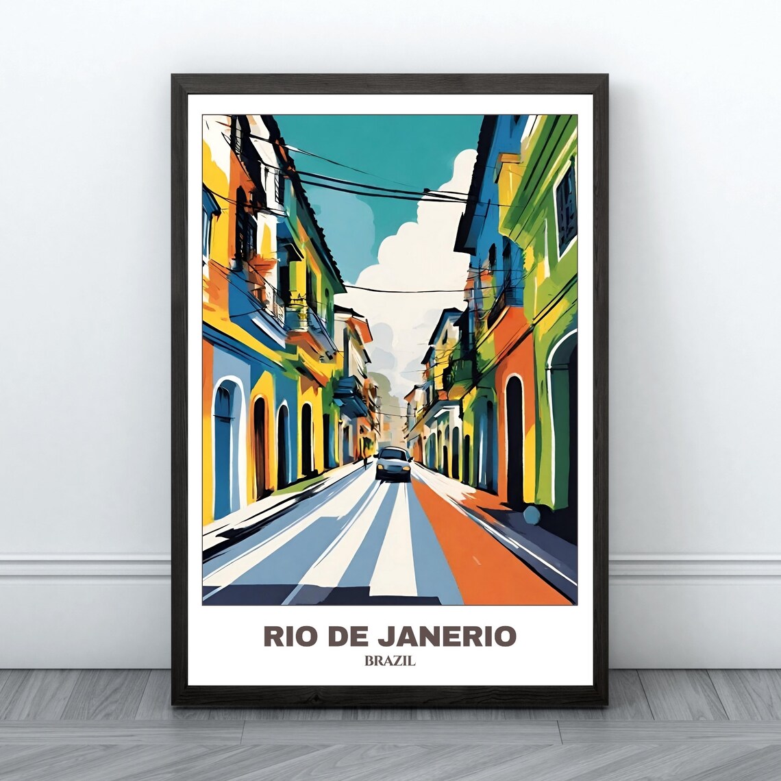 Rio de Janeiro Brazil Colorful Colonial Street Vibrant Poster