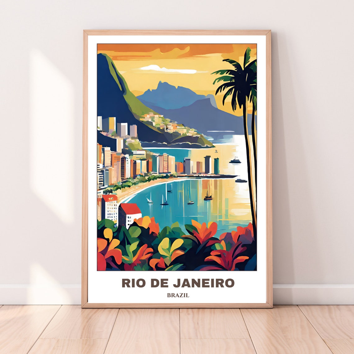 Rio De Janerio Travel Poster Brazil Travel Poster Cityscape Painting Print Wall Art Rio Home Decor Brazil Travel - Image 3