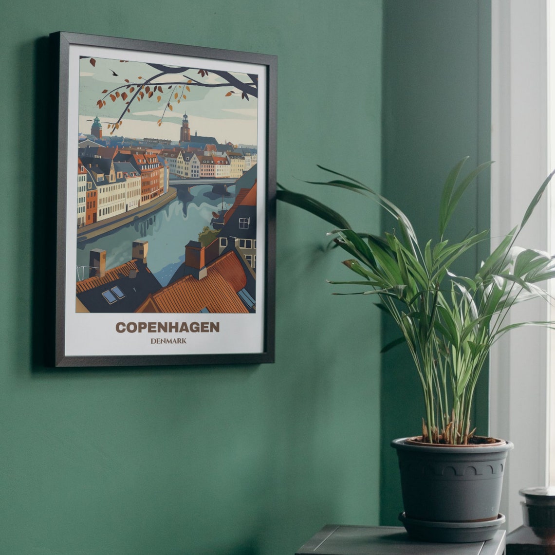 Copenhagen Panoramic Rooftops Canal Autumn View Cityscape Poster - Image 3