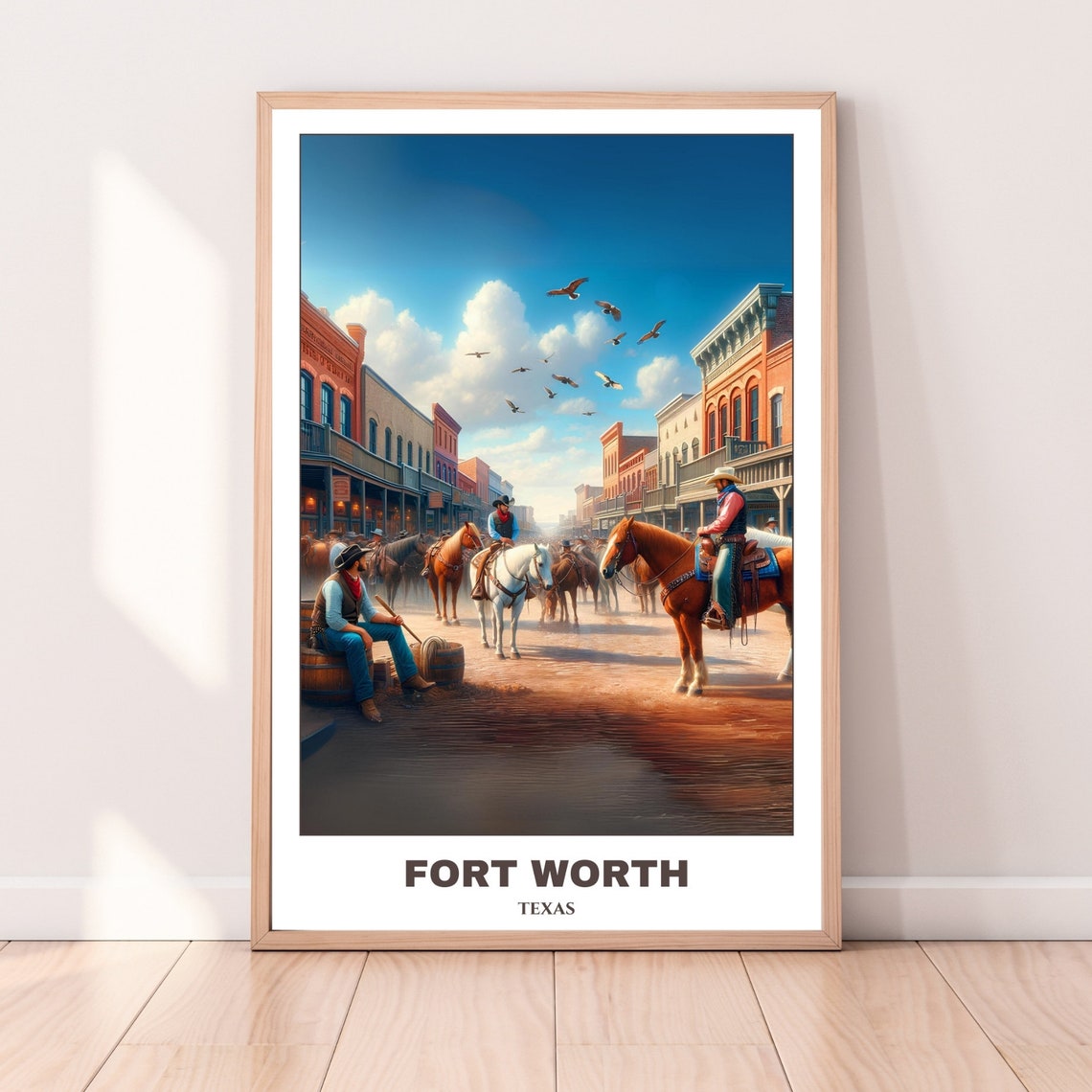 Fort Worth Travel Poster Texas Travel Poster Fort Worth City Painting Cityscape Travel Wall Art Stock Yards Western Print - Image 5