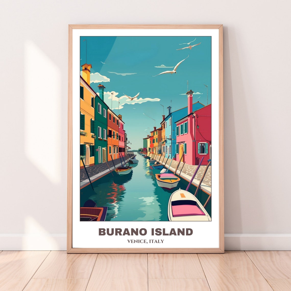 Burano Island Travel Poster Venice Travel Poster Italy Painting Print Wall Art Burano Travel Wall Decor Venice Trip - Image 4