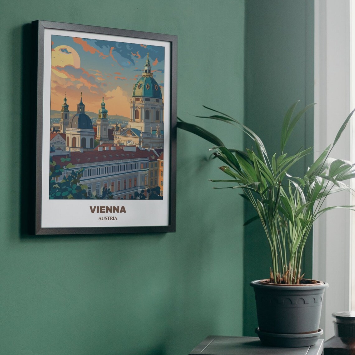 Vienna Austria Sunset Rooftop Panorama Historic Church Domes Poster - Image 5