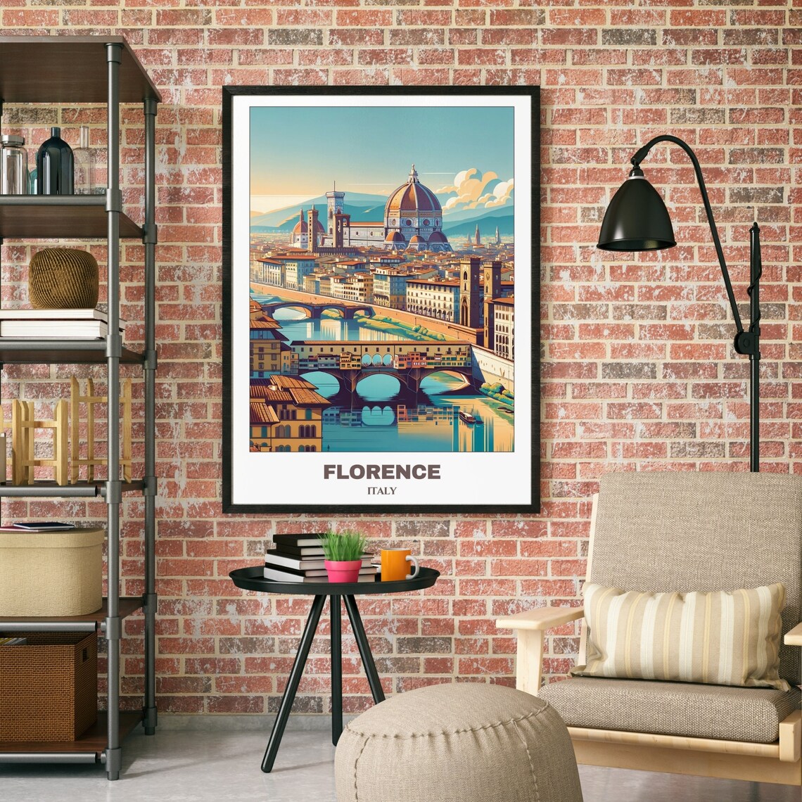 Florence Italy Travel Poster, Cityscape Painting Print - Image 2