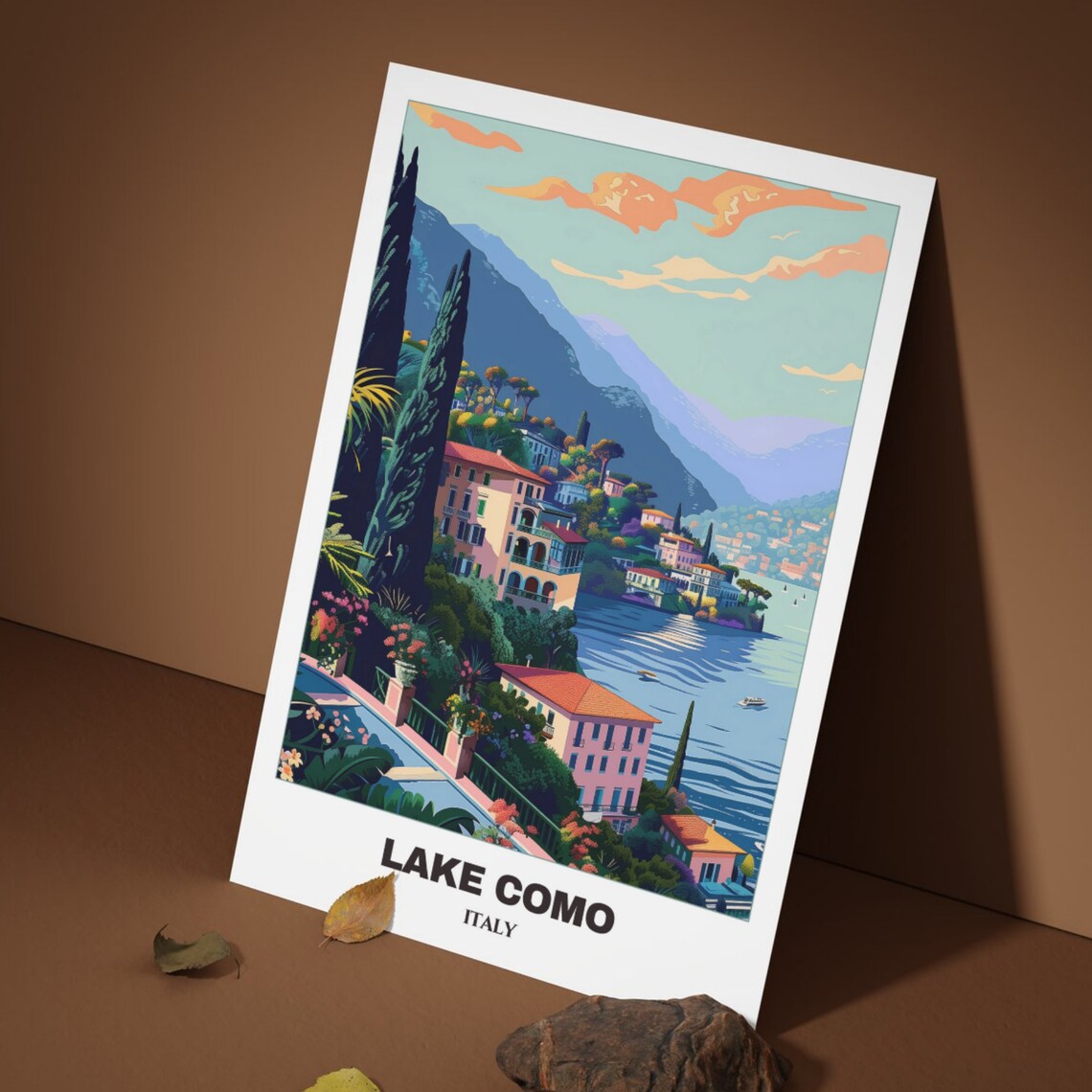 Beautiful Lake Como Italy Cypress Garden Villas Travel Poster - Image 3