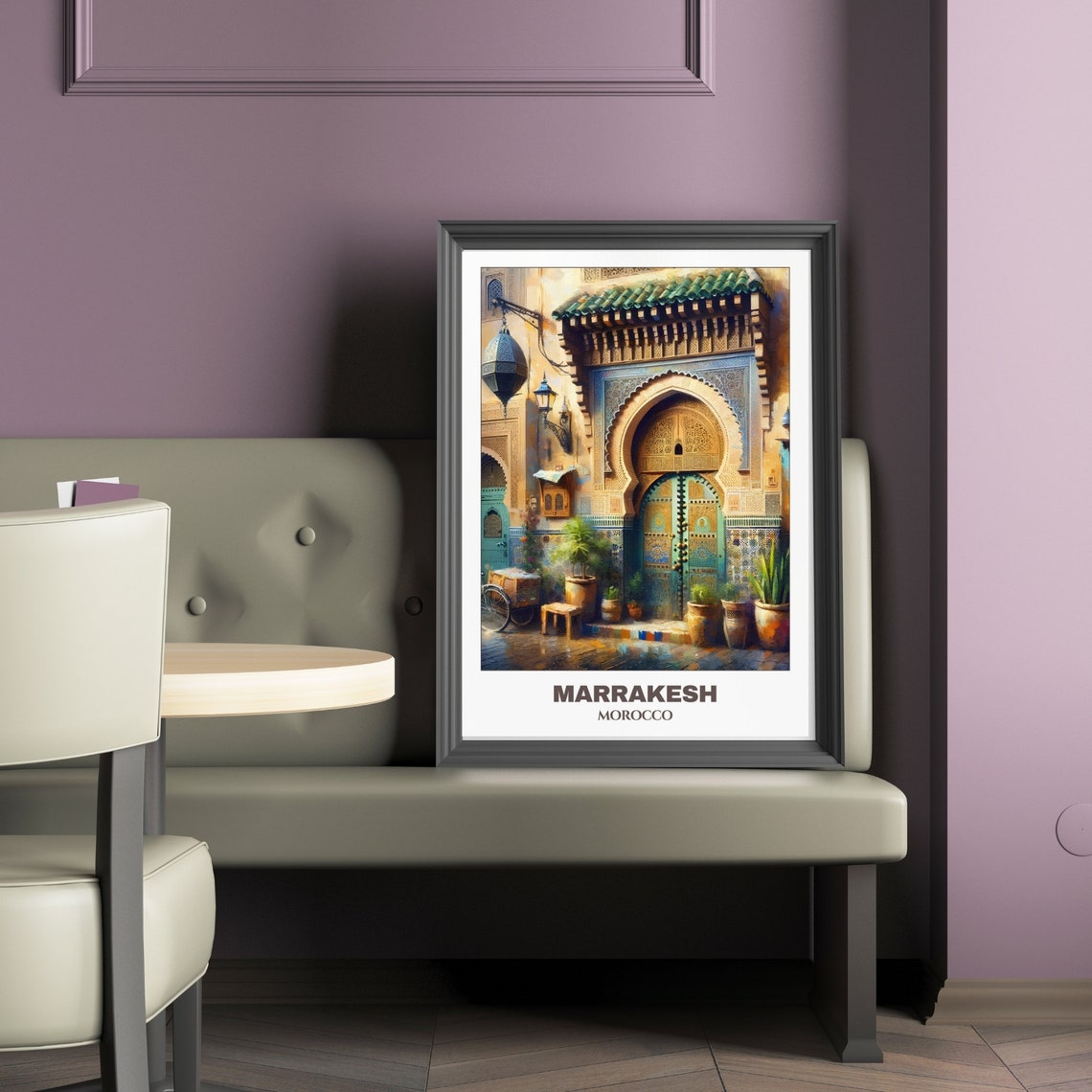 Marrakesh Moroccan Doorway Watercolor Old Town Morocco Travel Poster - Image 2