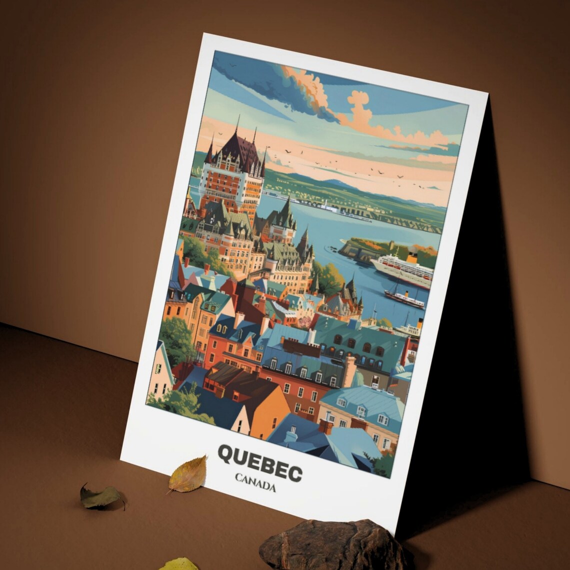 Quebec Travel Poster, Canada Cityscape Painting Print - Image 3