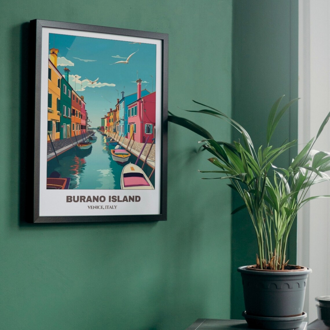 Burano Island Venice Colorful Canal Houses Boats Travel Poster - Image 5