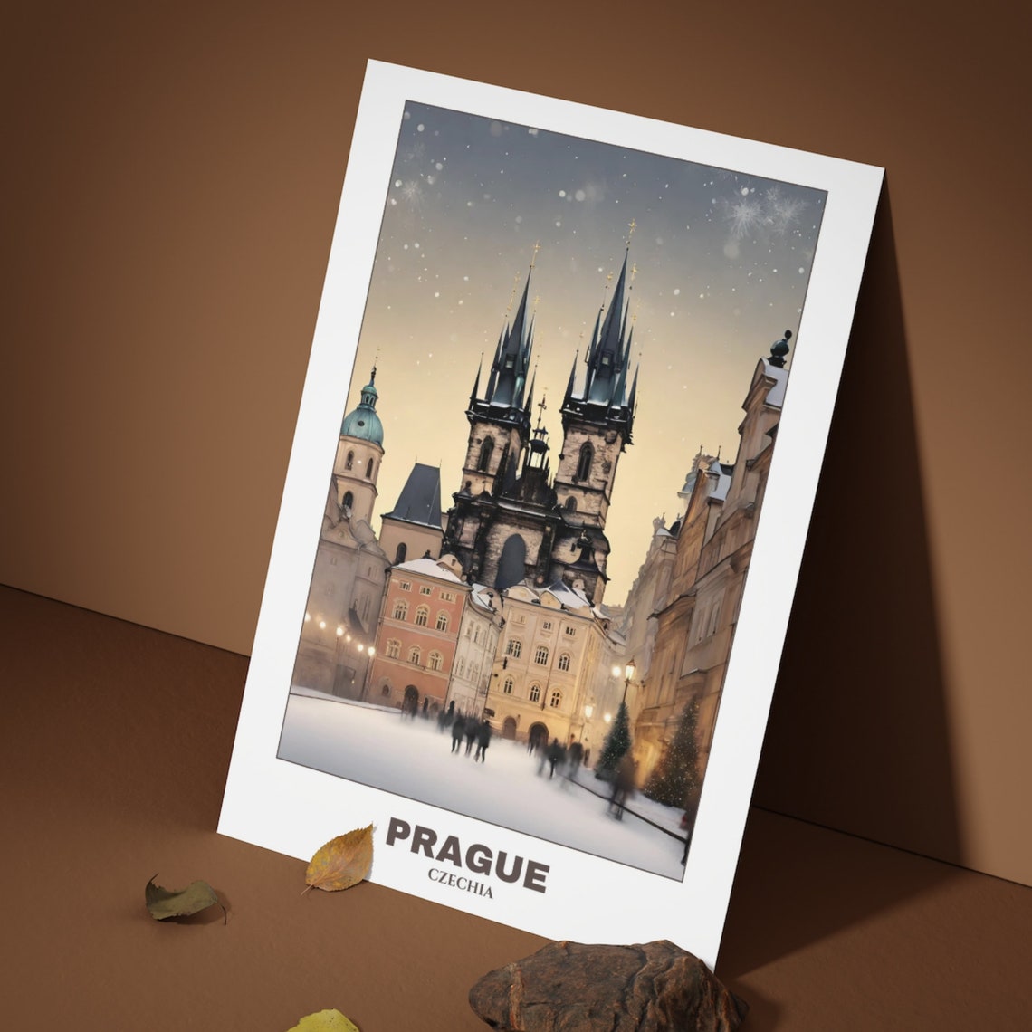Prague Czechia Snowy Old Town Square Church Towers Winter Poster - Image 4