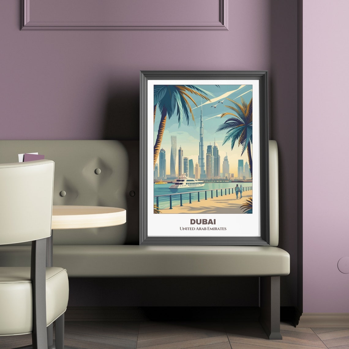 Dubai Travel Poster United Arab Emirates Travel Poster Cityscape Painting Print Wall Art Travel Room Decor Dubai Trip - Image 2