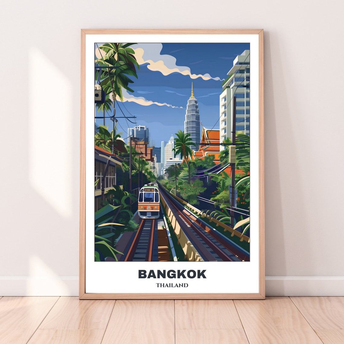 Bangkok Travel Poster Thailand Travel Poster Citycape Painting Print Wall Art Bangkok Home Decor Bangkok Trip Print - Image 4