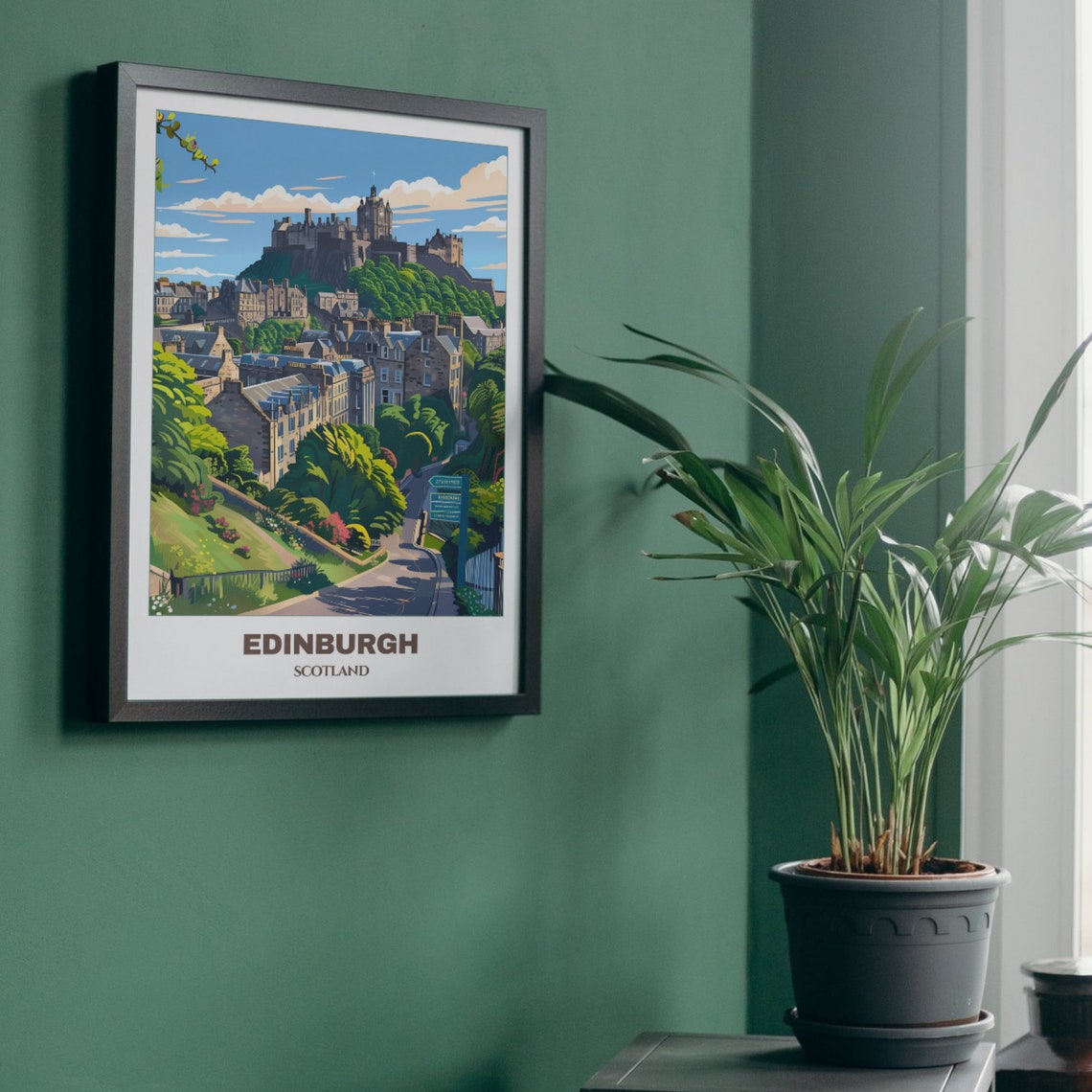Edinburgh Scotland Castle Rock Garden Street View Travel Poster - Image 5