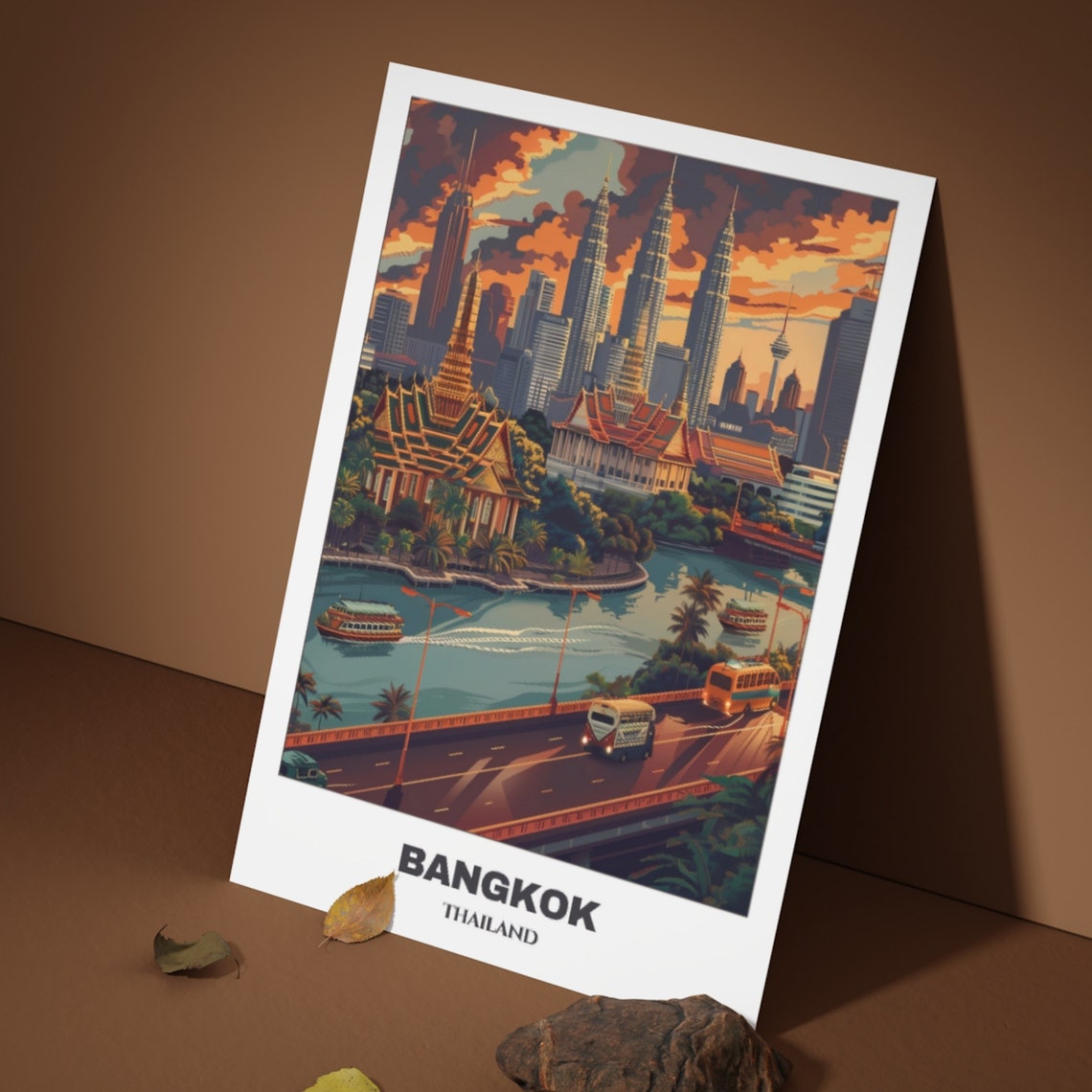 Bangkok Travel Poster Thailand Travel Poster Citycape Painting Print Wall Art Bangkok Home Decor Bangkok Trip Print - Image 3