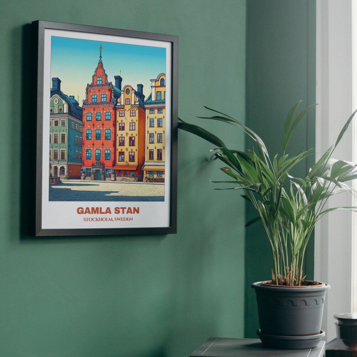 Gamla Stan Stockholm Colorful Merchant Houses Square View Poster - Image 5