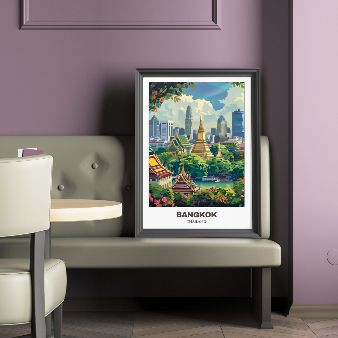 Bangkok Travel Poster, Thailand Cityscape Painting Print - Image 2
