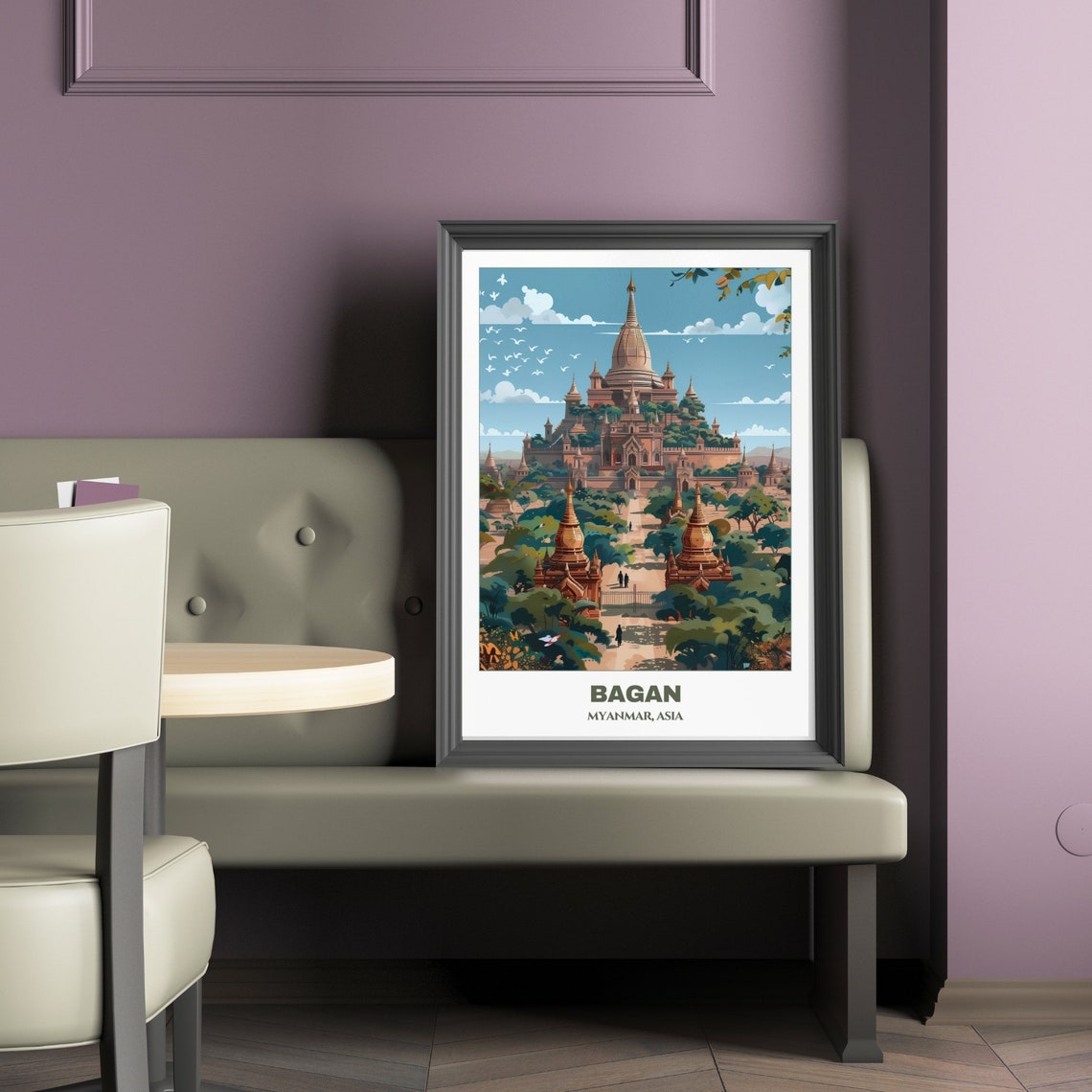 Bagan Myanmar Grand Temple Complex Garden Pathway Birds Poster - Image 2