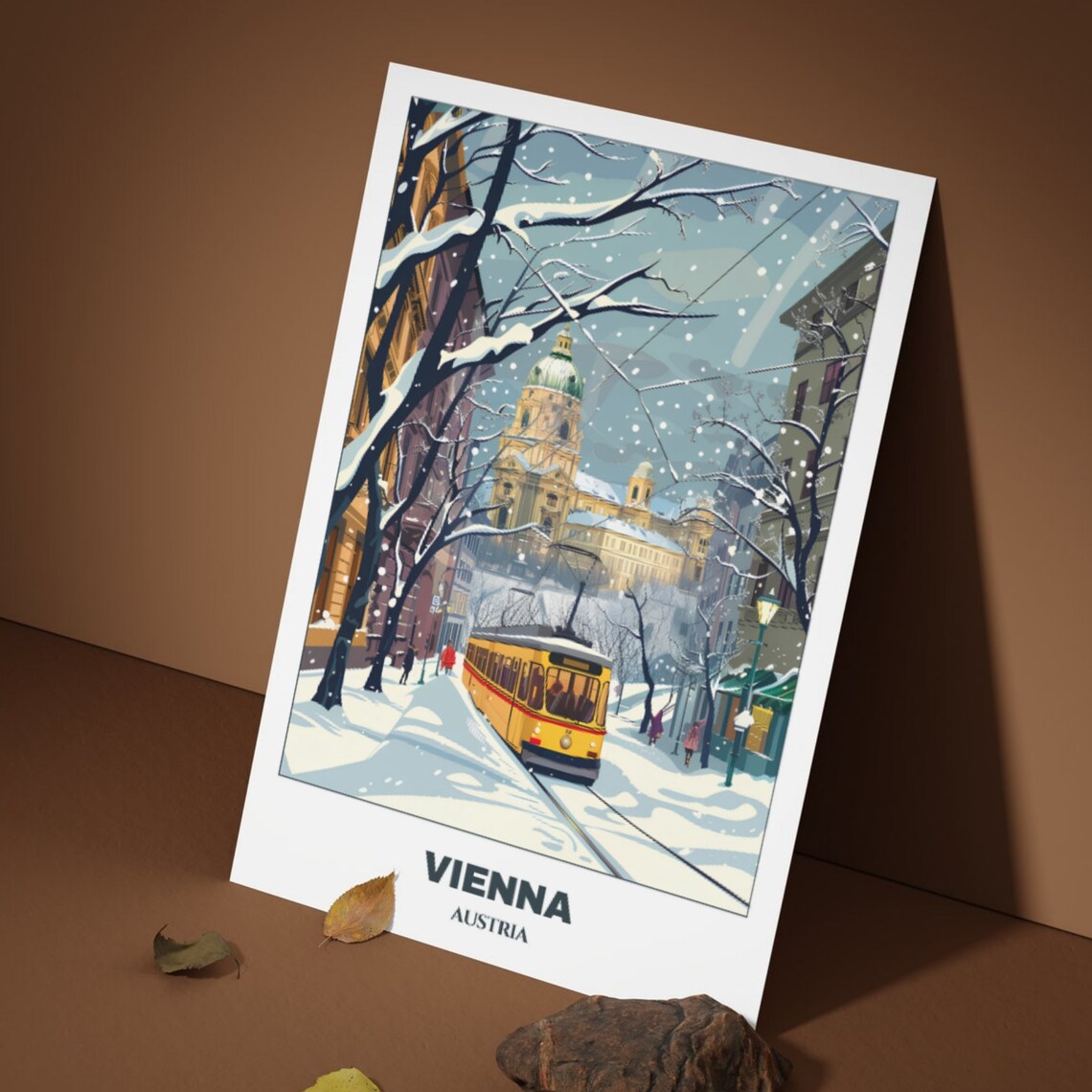 Vienna Austria Snowy Winter Tram Ride Historic City Center Poster - Image 3