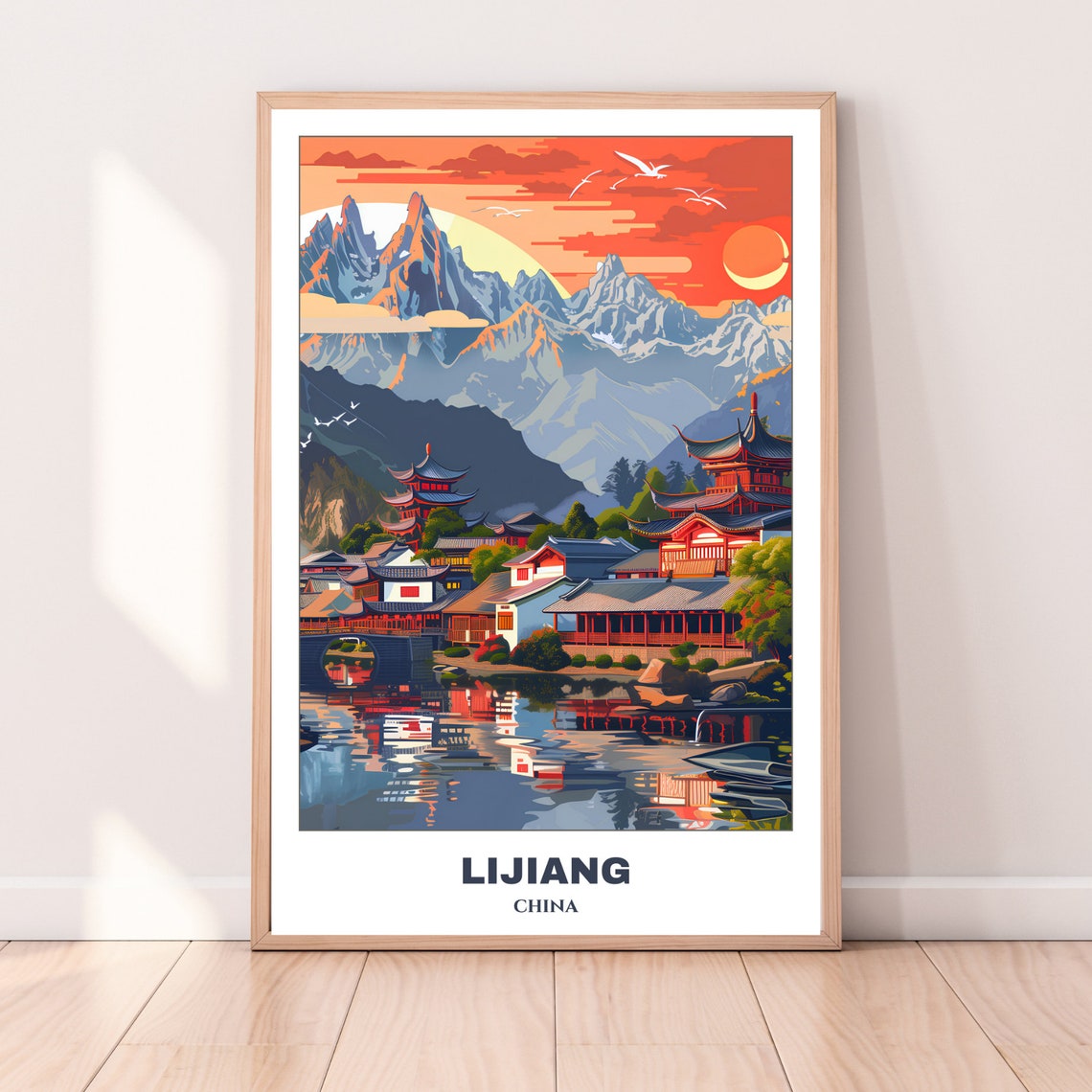 Lijiang Sunset Pagoda Lake Mountain Reflection Scenic Poster - Image 4