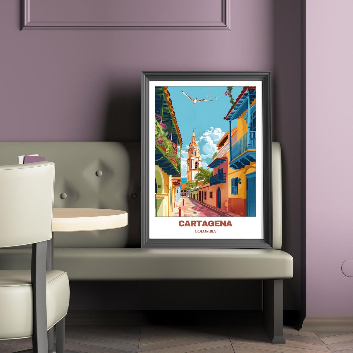 Cartagena Travel Poster Colombia Travel Poster Insta Print Art Cartagena Home Decor Cartagena Illustration - Image 2