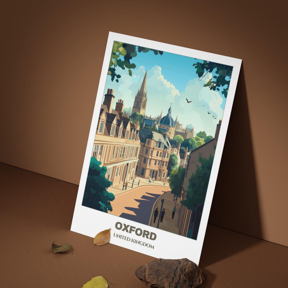 Oxford Travel Poster United Kingdom Travel Poster Citycape Painting Wall Art Oxford Home Decor Oxford Trip Print - Image 4