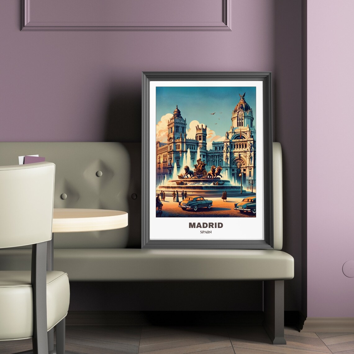 Madrid Spain Plaza de Cibeles Fountain Palace Vintage Poster - Image 2