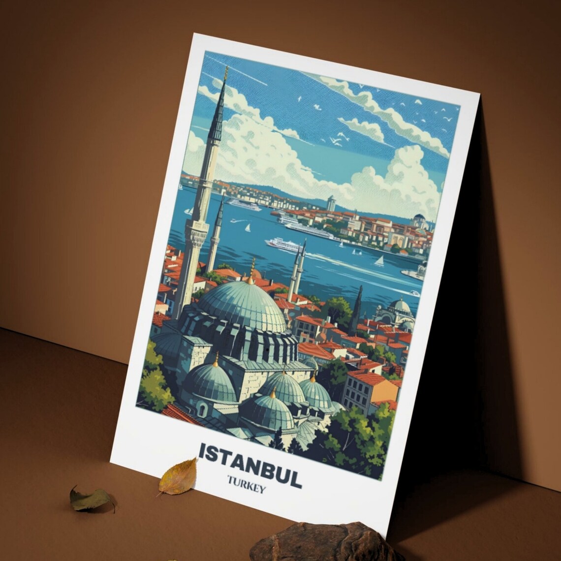 Scenic Istanbul Mosque Minarets Bosphorus Blue Day Travel Poster - Image 4