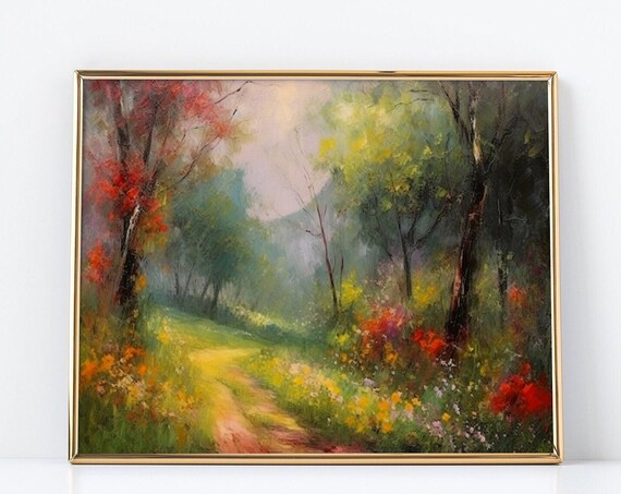 Mystic Trail, Enchanting Forest Path With Autumn Blooms