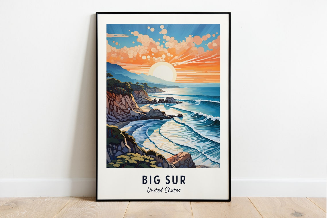 Big Sur Travel Print Wall Art Big Sur United States City Print Big Sur Travel Gift Big Sur City Poster Travel Gift