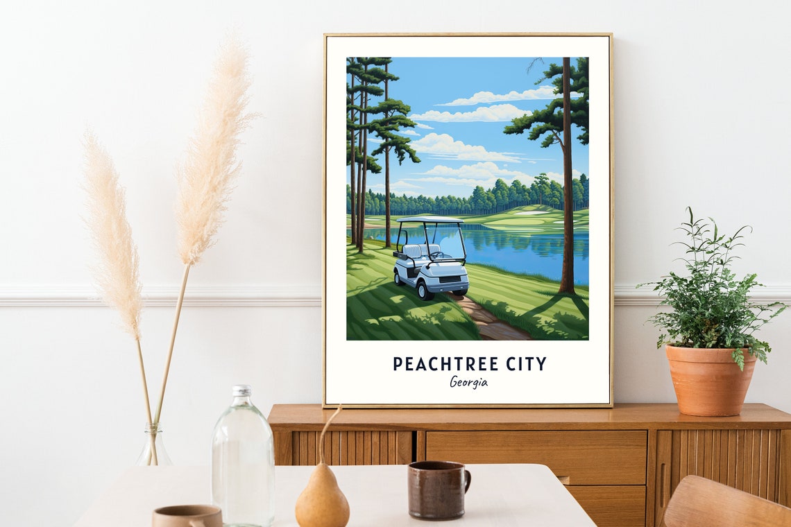 Peachtree City Travel Print Wall Art Peachtree City Georgia City Print Peachtree City Travel Gift Peachtree City City Poster Wall Art - Image 2