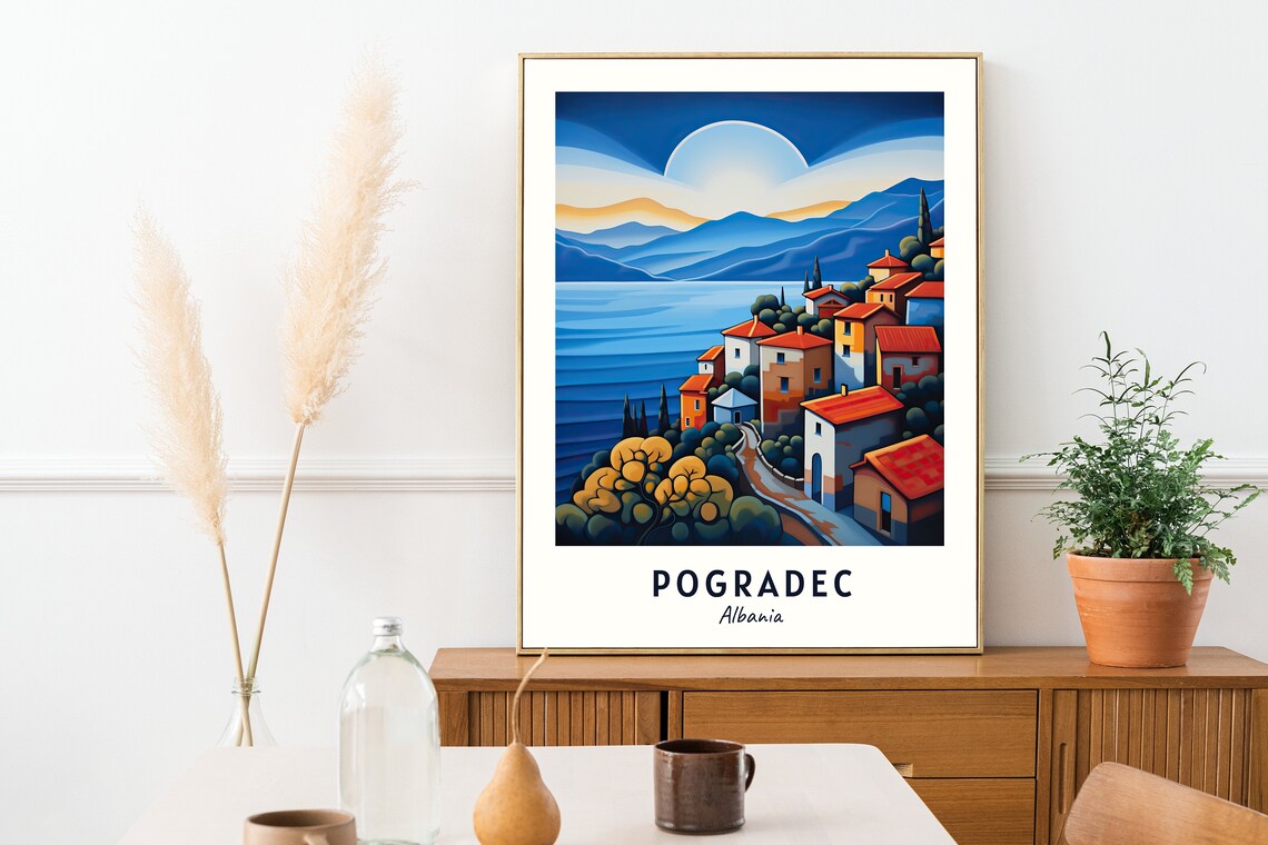 Pogradec Travel Print Wall Art Pogradec Albania City Print Pogradec Travel Gift Pogradec City Poster Travel Gift - Image 2