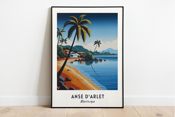 Anse d'Arlet Martinique Caribbean Tropical Beach Palm Tree Travel Poster