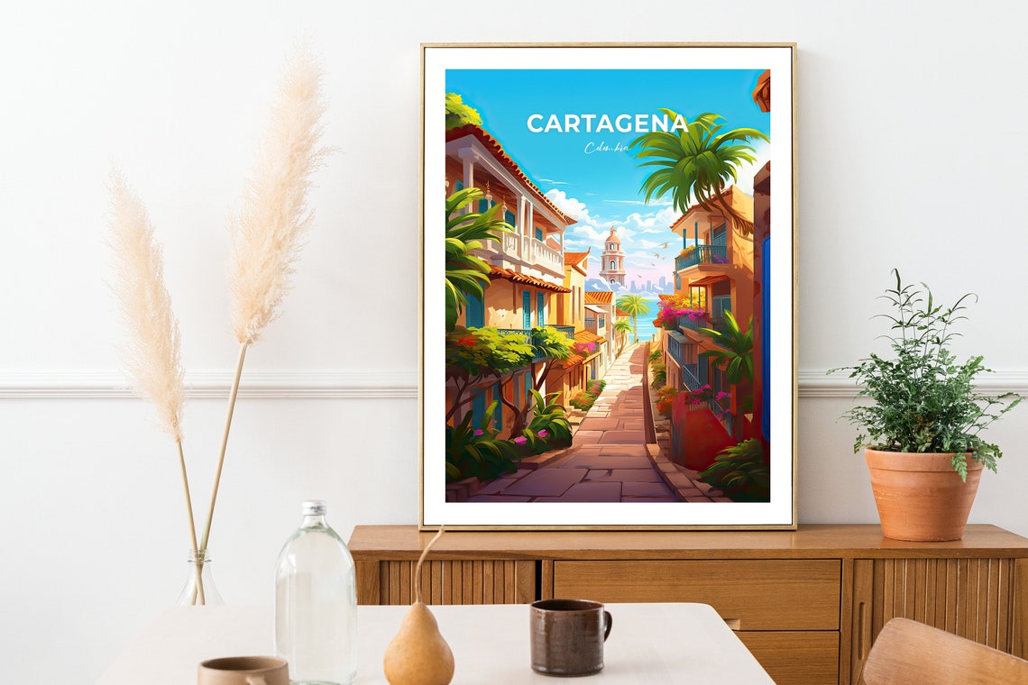 Cartagena City Print Cartagena Travel Poster Colombia Travel Gift Cartagena Colombia Poster Cartagena Gift - Image 2