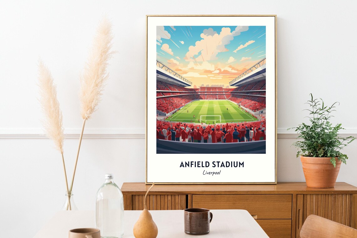 Anfield Stadium Travel Poster, Liverpool Dorm Decor - Image 2