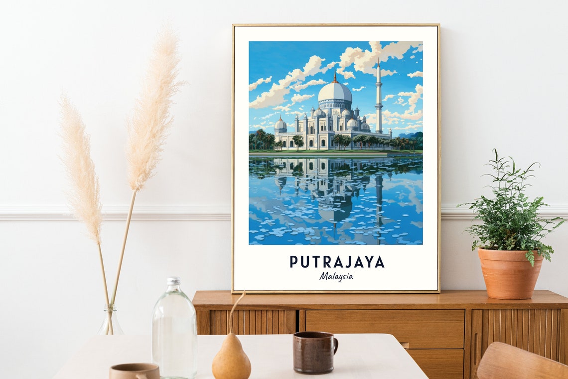 Putra Mosque Putrajaya Malaysia With Perfect Lake Mirror Poster - Image 2