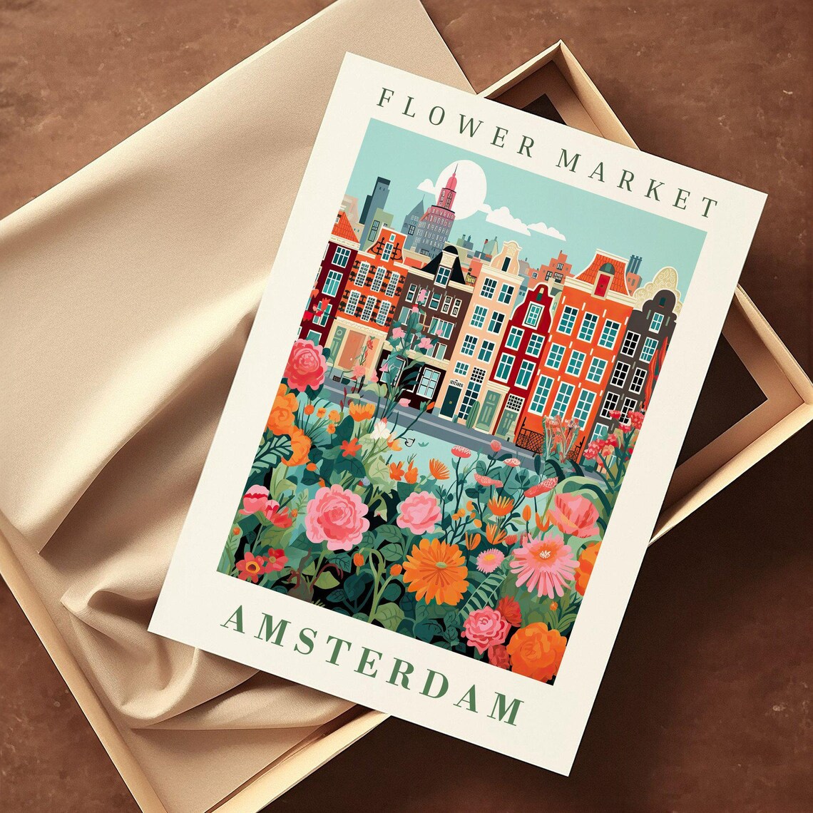 Amsterdam Flower Market Travel Poster, Floral Illustration - Image 2