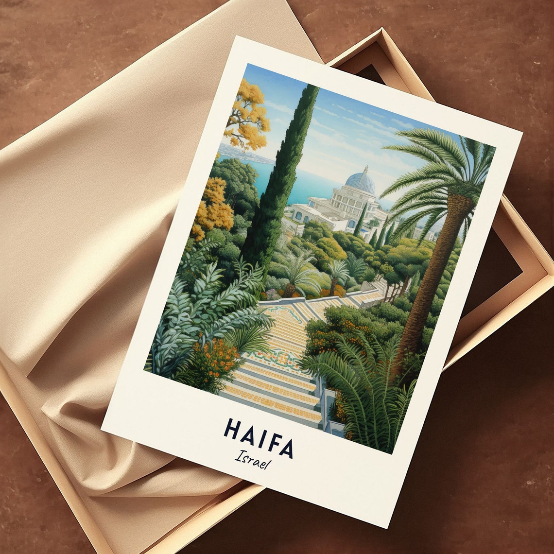 Bahai Gardens Travel Print Wall Art Haifa Israel City Print Bahai Gardens Travel Gift Bahai Gardens Poster Wall Art - Image 3