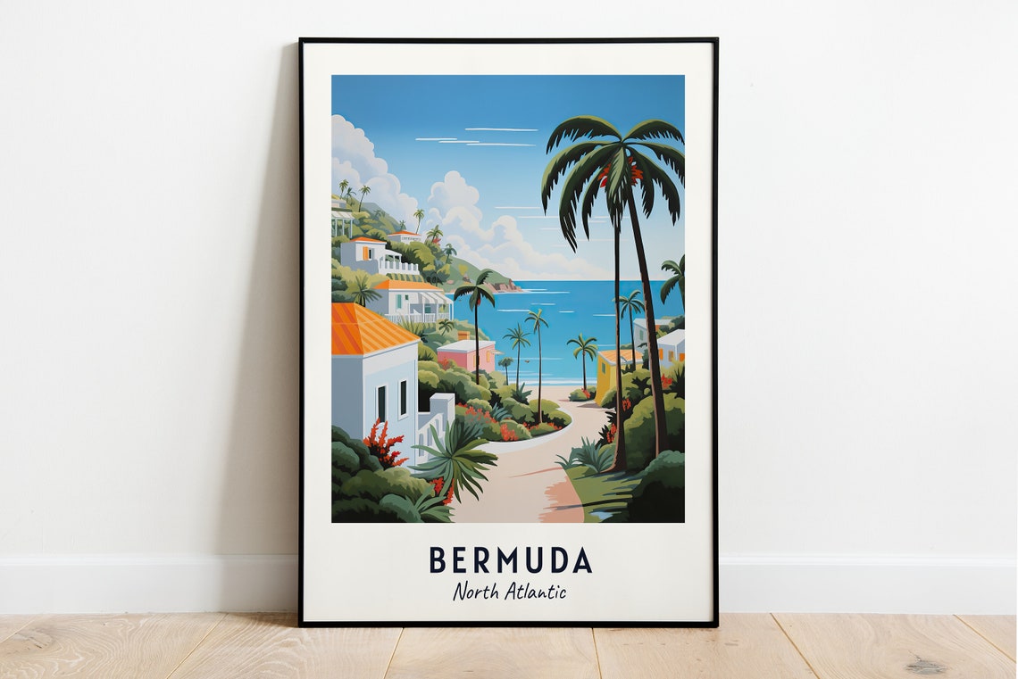 Bermuda North Atlantic Tropical Coast Palm Path Island Poster