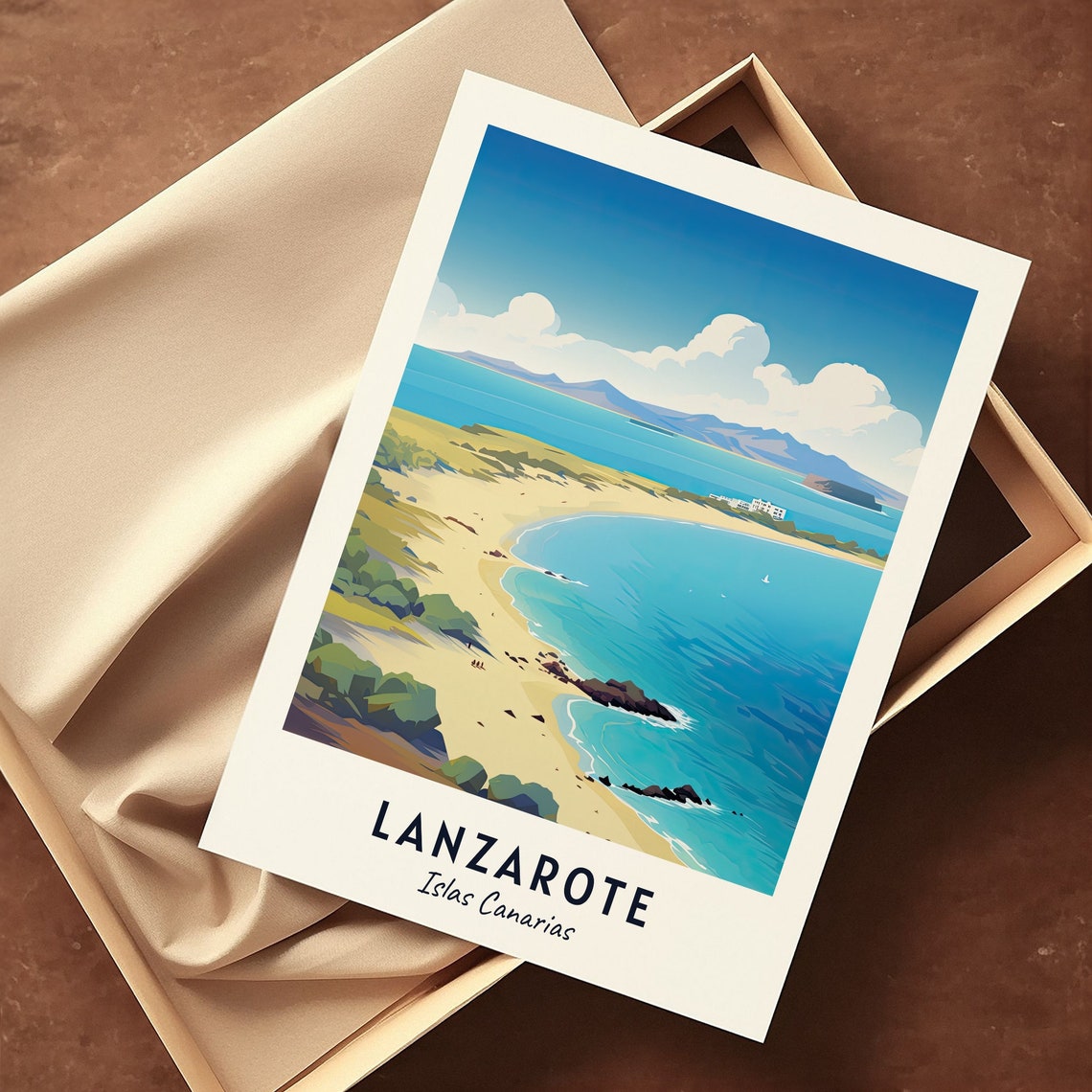 Lanzarote Canary Islands Turquoise Bay Sandy Beach Volcano Poster - Image 3