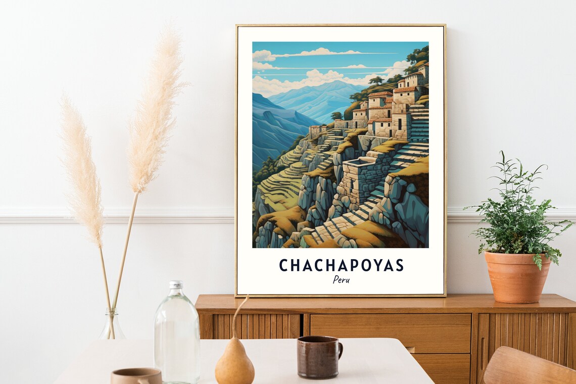 Chachapoyas Ancient Cliff Ruins Stone Terraces Peru Travel Poster - Image 2
