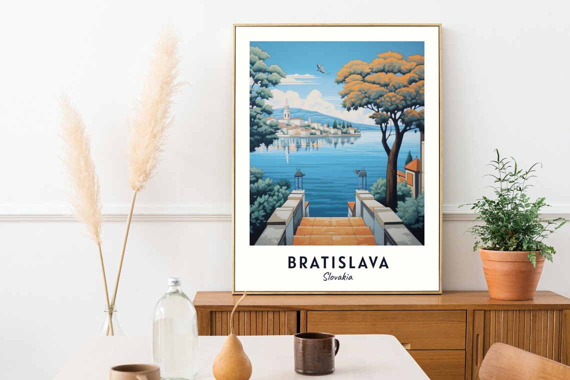 Bratislava Riverside Steps Spire Town Slovakia Travel Poster - Image 2
