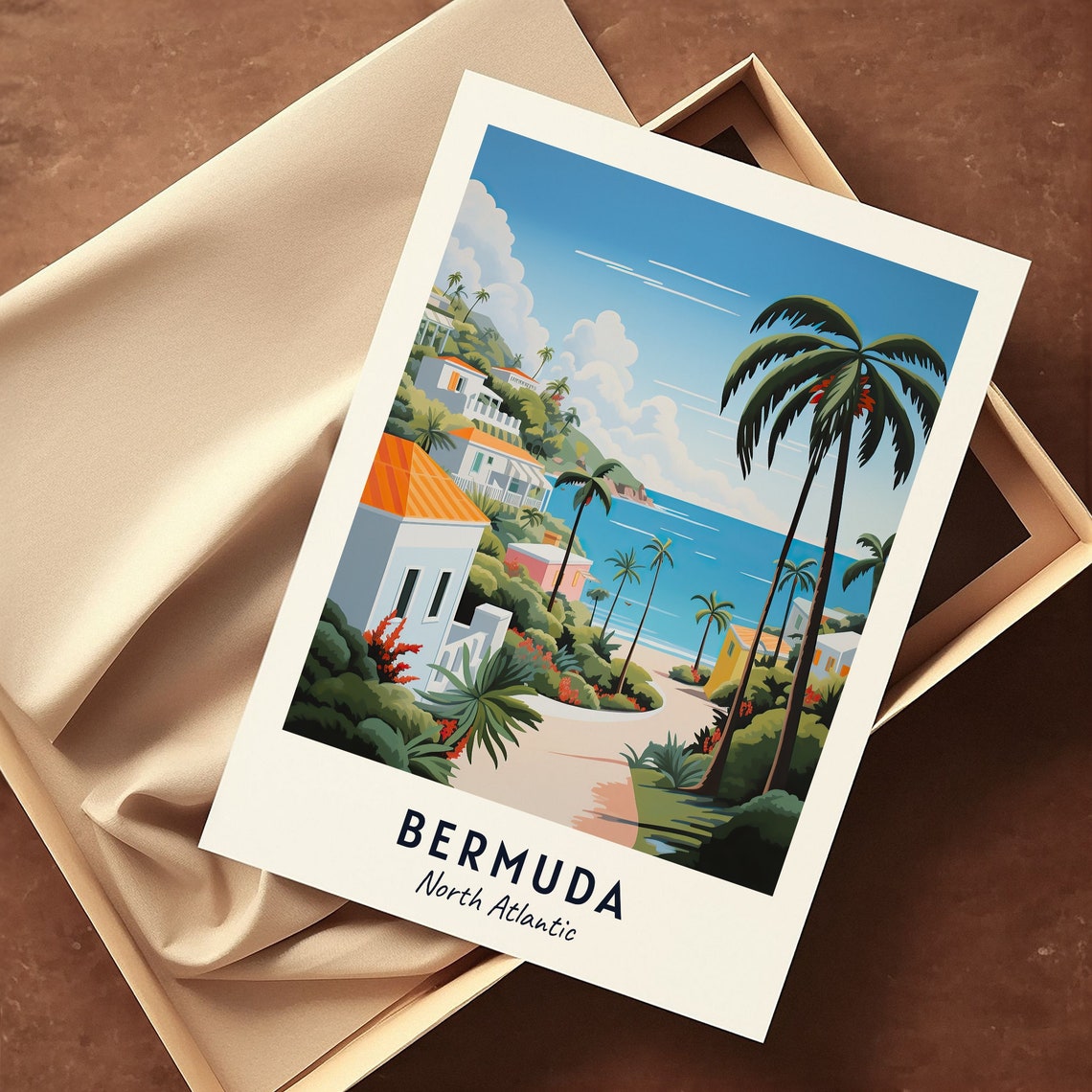 Bermuda North Atlantic Tropical Coast Palm Path Island Poster - Image 3