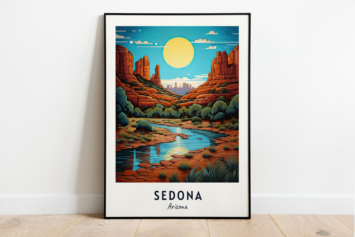 Sedona City Print Sedona Travel Poster Arizona Travel Gift Sedona Arizona Poster Sedona Gift