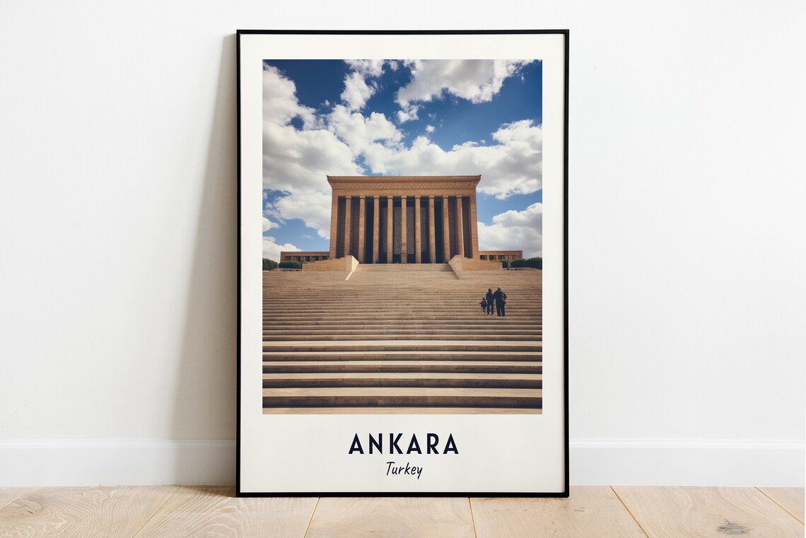 Ankara Turkey Anitkabir Mausoleum Grand Stone Staircase Clouds Poster
