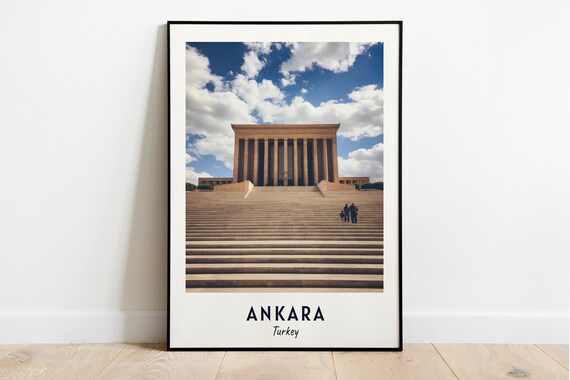Ankara Turkey Anitkabir Mausoleum Grand Stone Staircase Clouds Poster