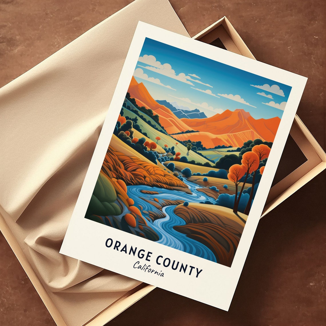 Orange County California Canyon River Landscape Travel Poster - Image 3