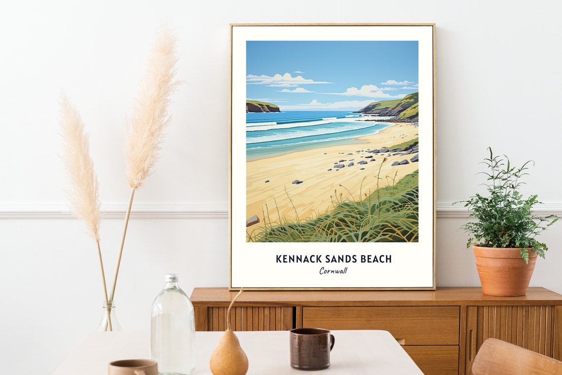 Kennack Sands Beach Cornwall Golden Shore Surf Travel Poster - Image 2