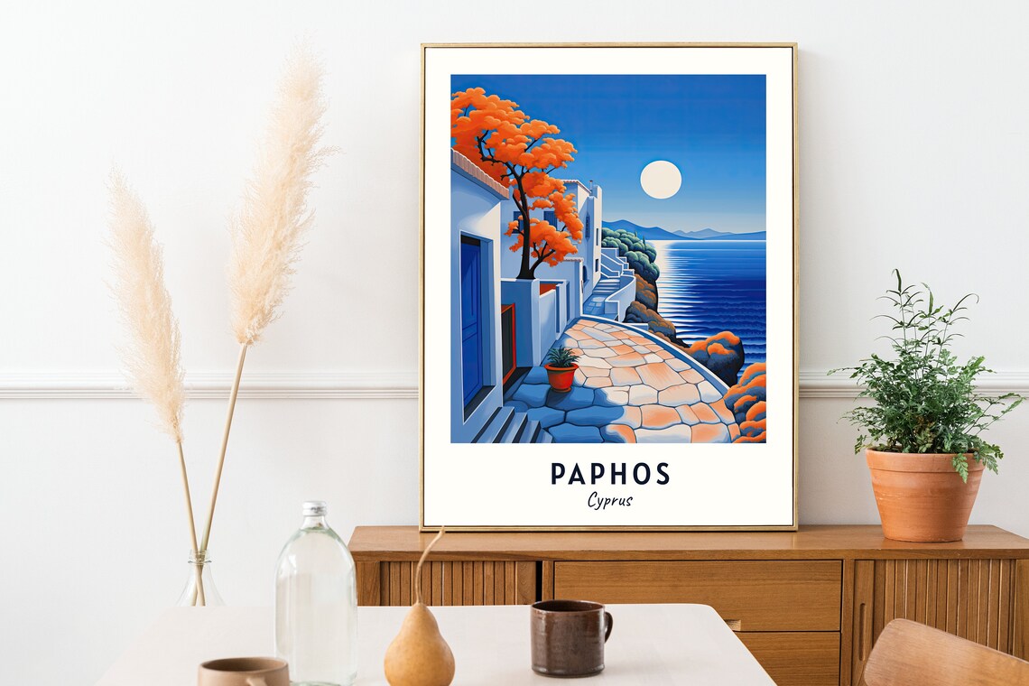 Paphos Cyprus Travel Poster, City Wall Art Print - Image 2