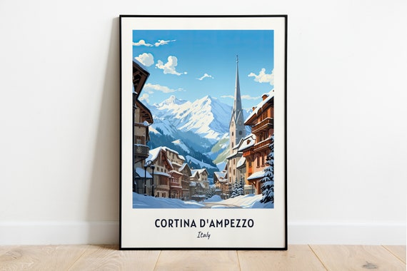 Cortina Dampezzo Travel Print Cortina Cortina Dampezzo Ski Poster Italy Ski Poster Cortina Dampezzo Ski Resort Print