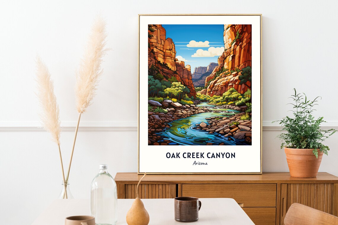 Oak Creek Canyon Arizona Red Rock Canyon Stream Green Valley Poster - Image 2