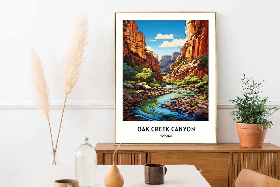 Oak Creek Canyon Travel Print Wall Art Oak Creek Canyon Arizona City Print Oak Creek Canyon Travel Gift Oak Creek Canyon City Poster - Image 2