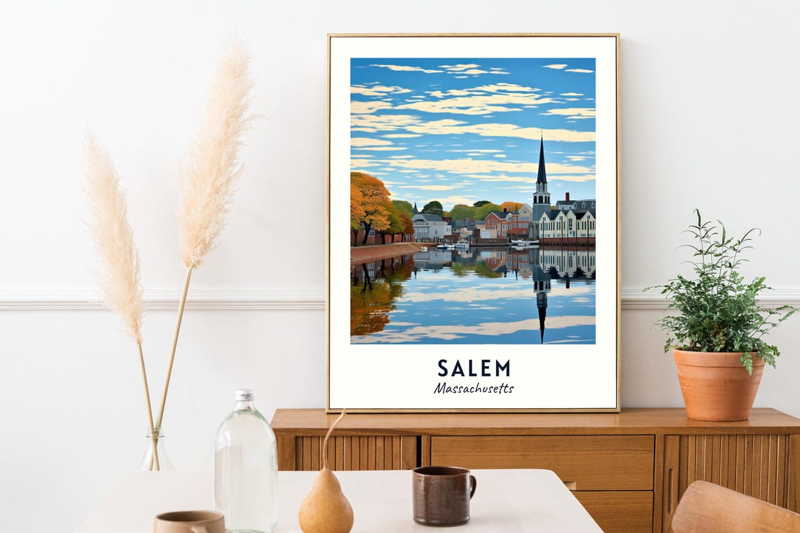Salem Travel Print Wall Art Salem Massachusetts City Print Salem Travel Gift Salem City Poster Travel Gift - Image 2
